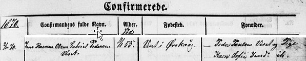 Konfirmert i Tresfjord kirke 2. okt 1870
